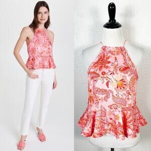 Cinq‎ a Sept Womens Sofie Pink Paisley Print Tank Top Size X-Small